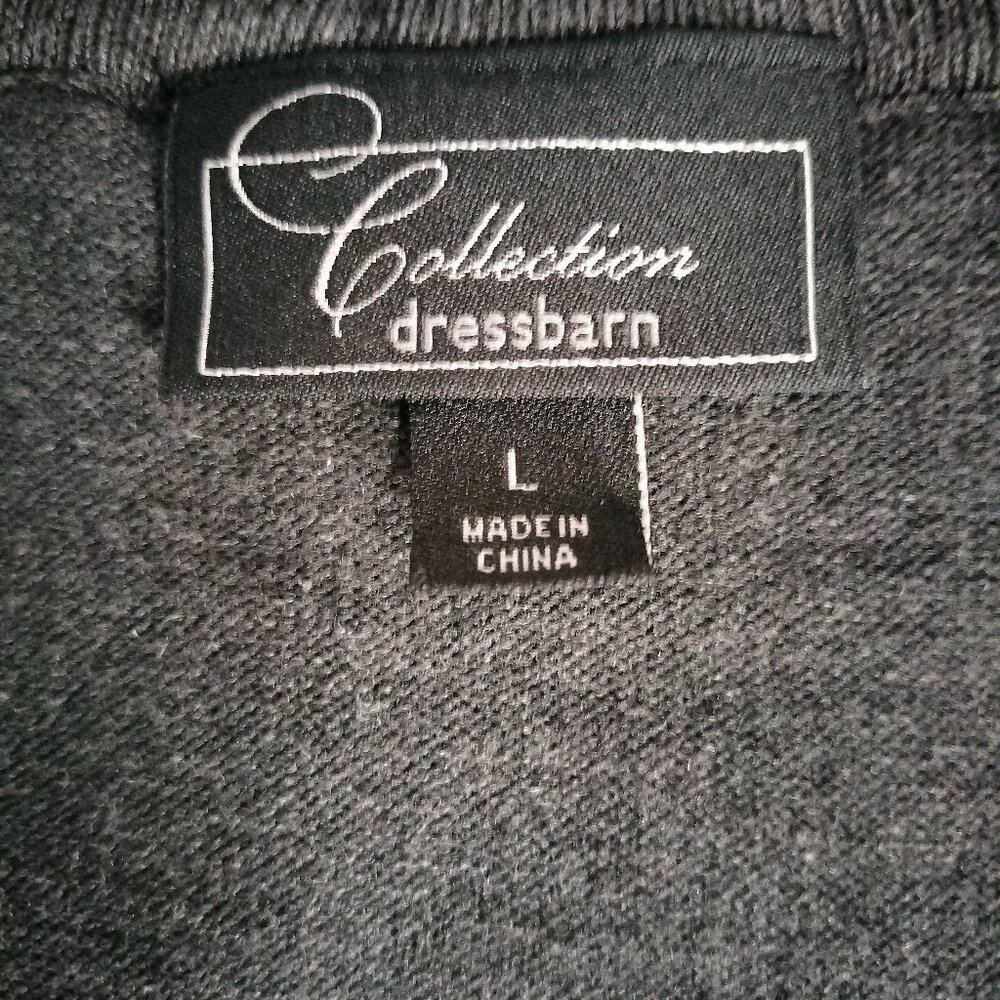 Dressbarn Collection Size L Gray Velvet Ruffle Trim Cropped Cardigan - Picture 5 of 5
